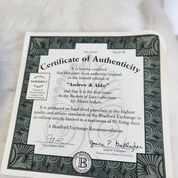 Vintage Andrew & Abby 'Baskets of Love' First Edition Collectible Cat Plate - Picture 4 of 6